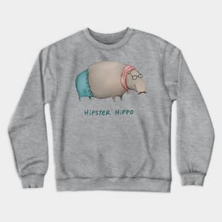 Hipster Hippo Crewneck Sweatshirt